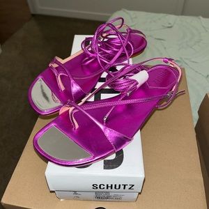 schutz vikki metallic pink sandals 7.5 NWT